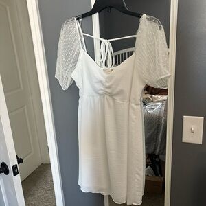 Altar'd State White Mini Dress with Sheer Sleeves